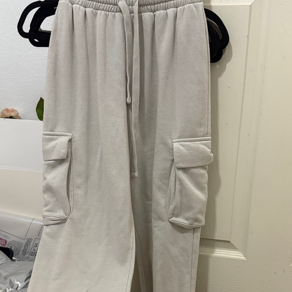 Zara Cream Track Pants with Pockets